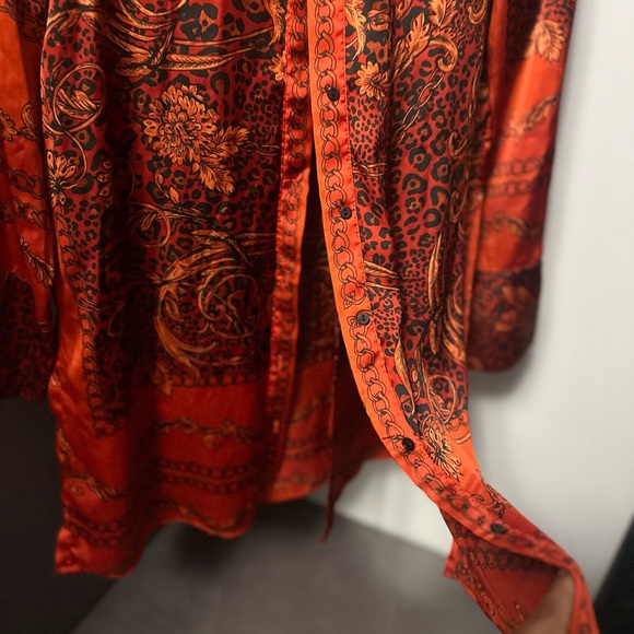 ZARA satin red long button down top in XS - Picture 7 of 7